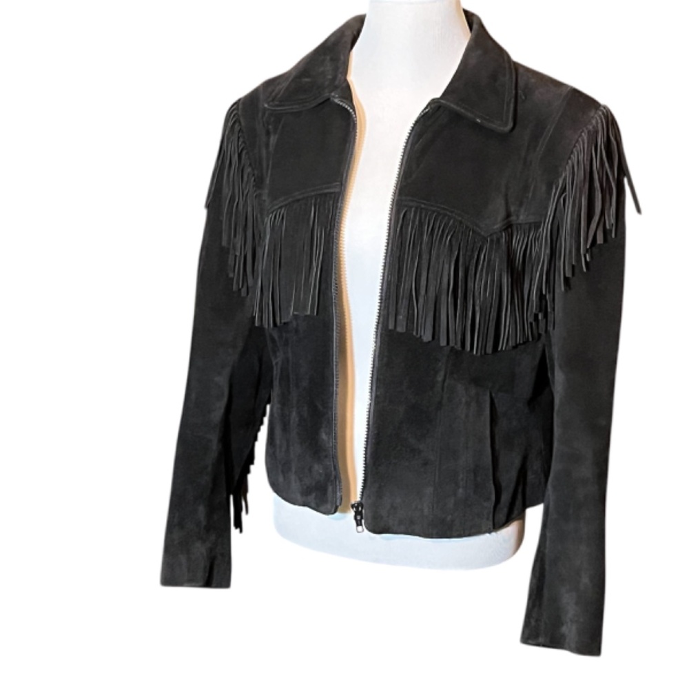 Vintage Wilsons Leather Suade Women's Fringe Jacket Sz 14 80s Rocker Girl!